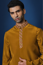 Band Baja Barat Hand Embroidered Bundi Set - Mustard