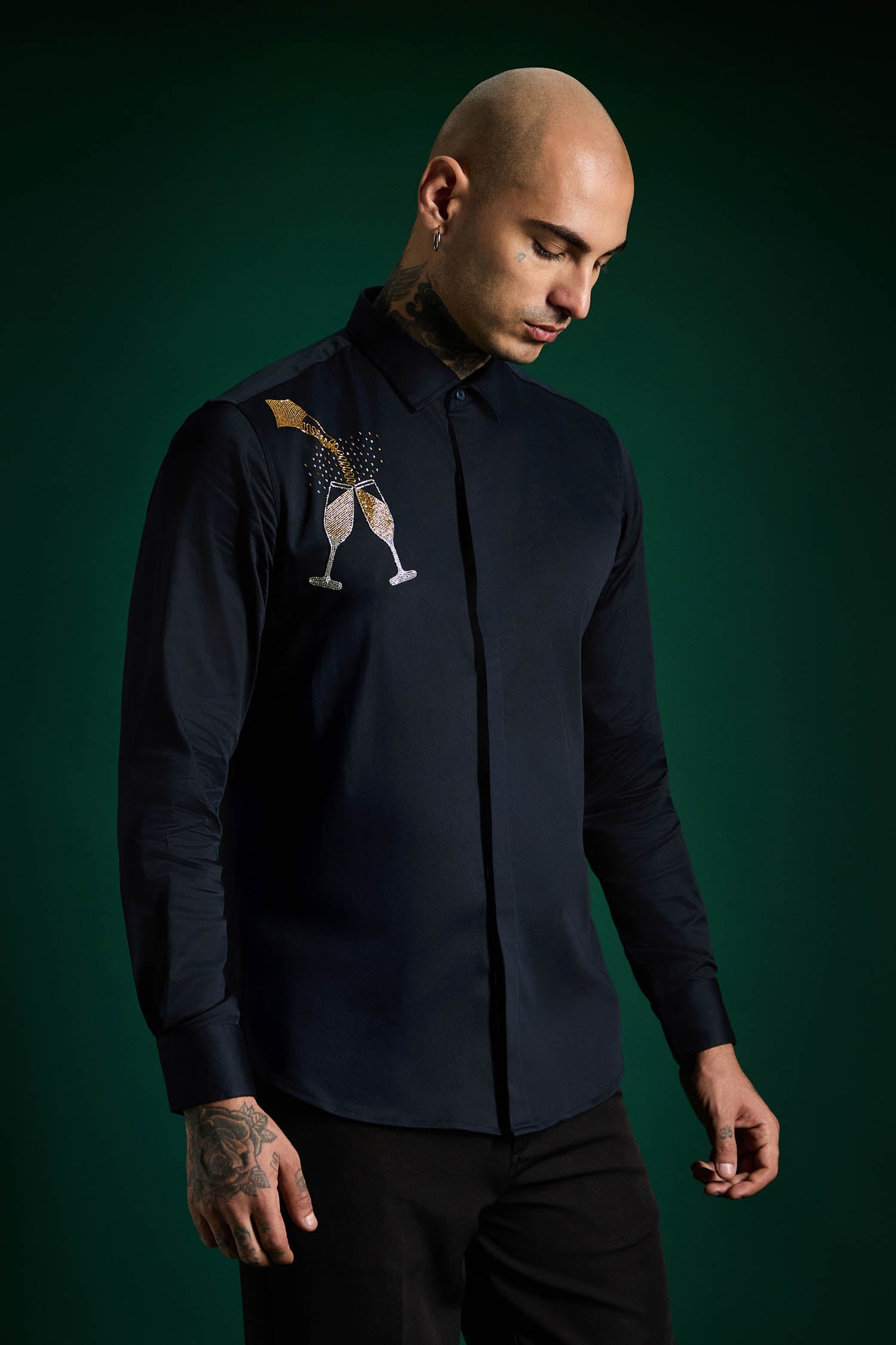 Champagne - Hand Embroidered Designer Shirt