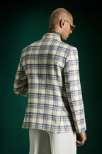 The Board Room Plaid Checks Blazer - Ivory
