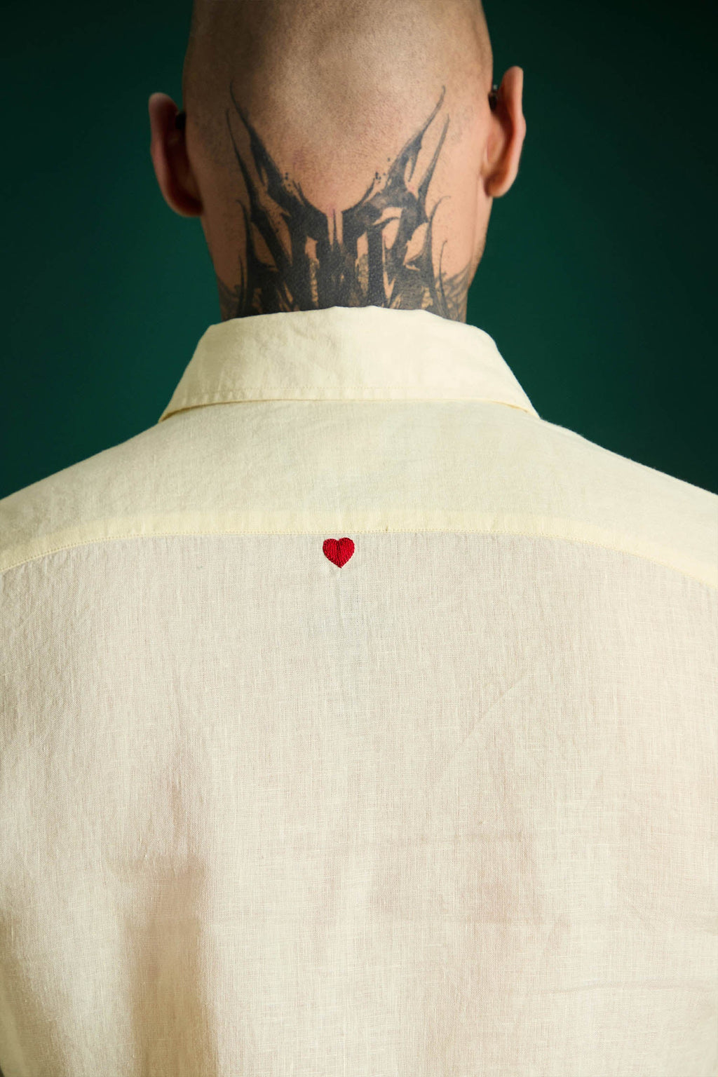 Heart Hand Embroidered Irish Linen Shirt - Mellow Yellow
