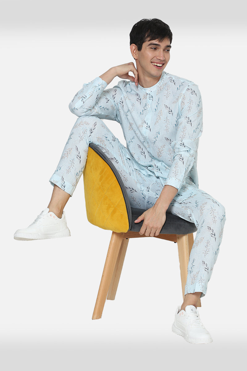 Sky Blue Printed Kurta Set