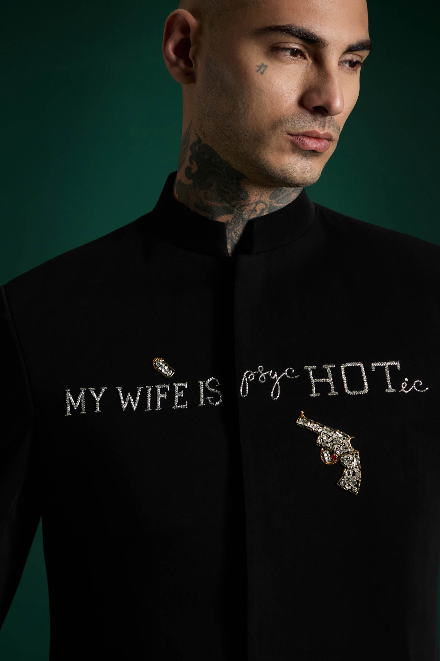 My Wife Is Psychotic-hand Embroidered Bandhgala