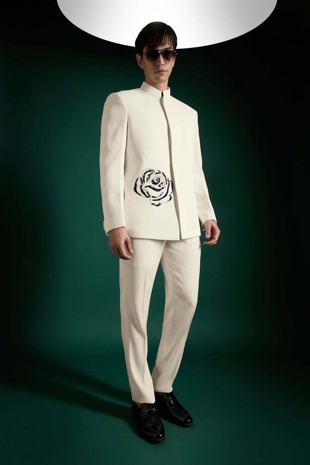 Serene Bloom(Rose)-hand Embroidered Bandhgala