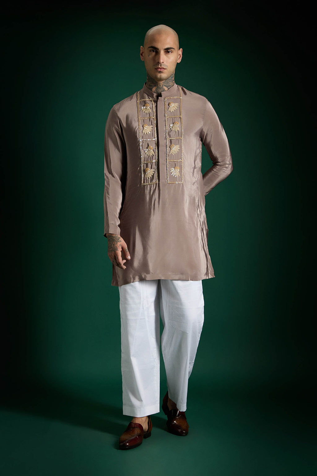 Bud Hand Embroidered Designer Kurta - Lilac Luster