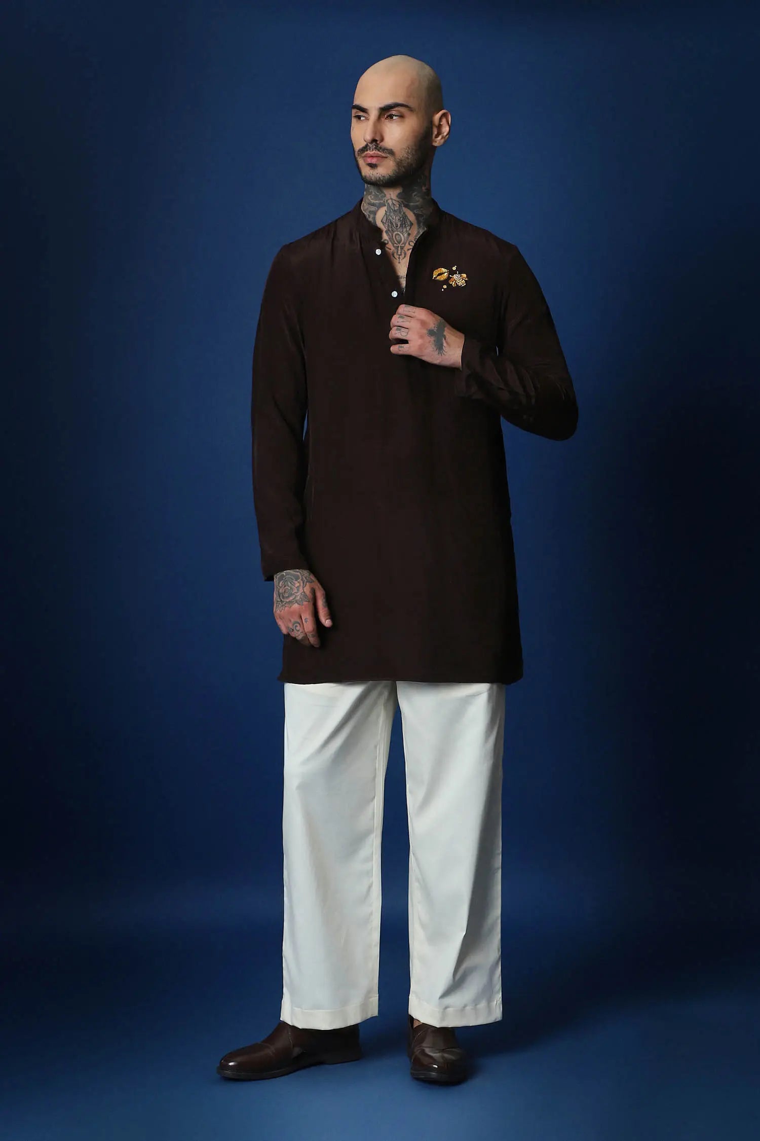 Bride Squad Hand Embroidered Kurta - Brown