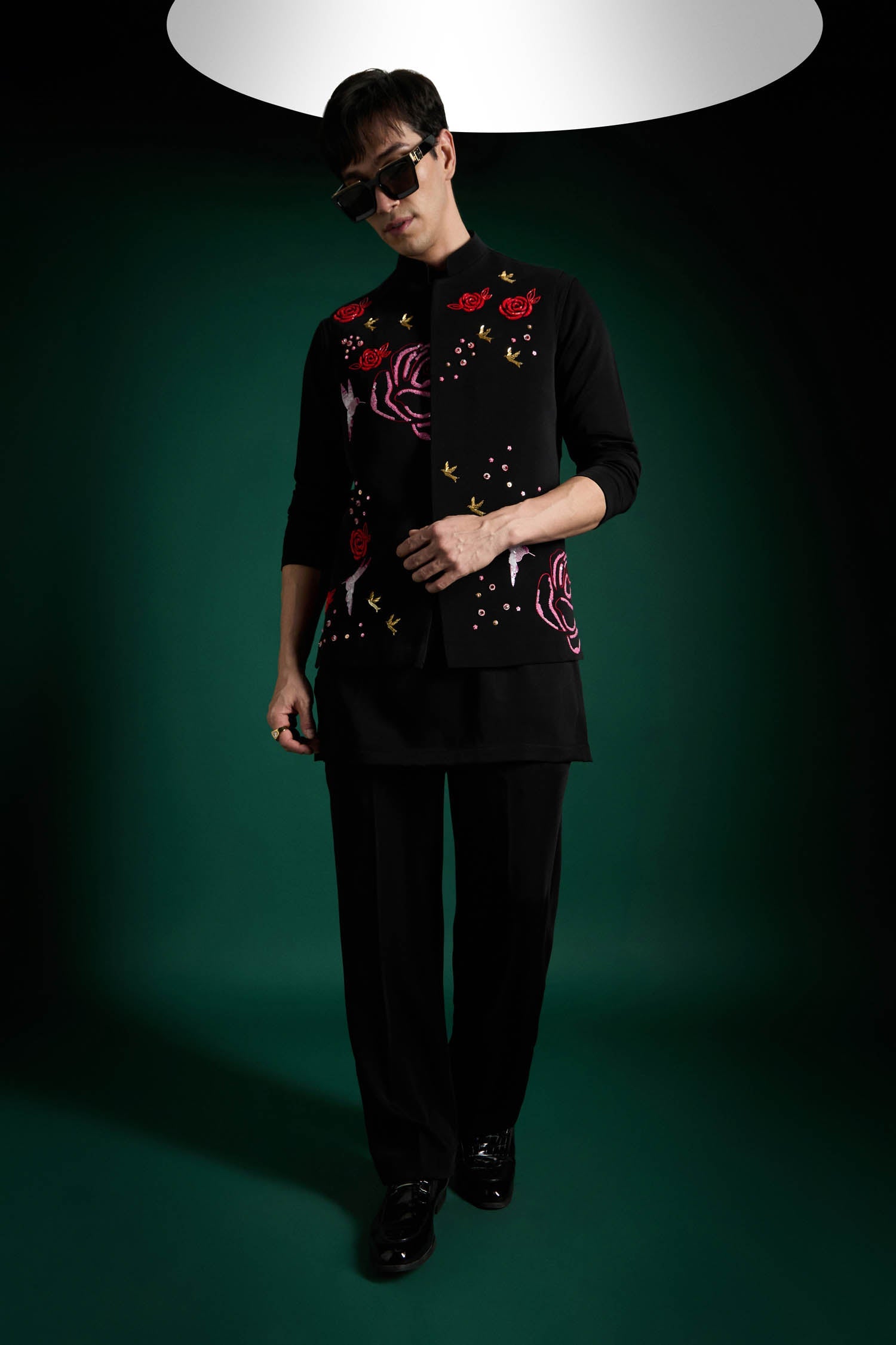 Meadows - Hand Embroidered Designer Bundi Set