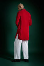 Botanic Hand Embroidered Designer Kurta - Red