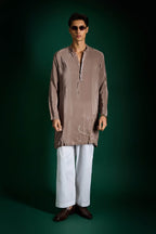 Petals Hand Embroidered Designer Kurta - Lilac Luster
