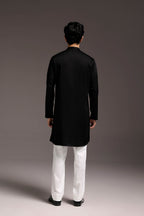 Natant Tiger - Hand Embroidered Designer Kurta - Black