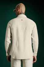 Heart Hand Embroidered Irish Linen Shirt - Ivory