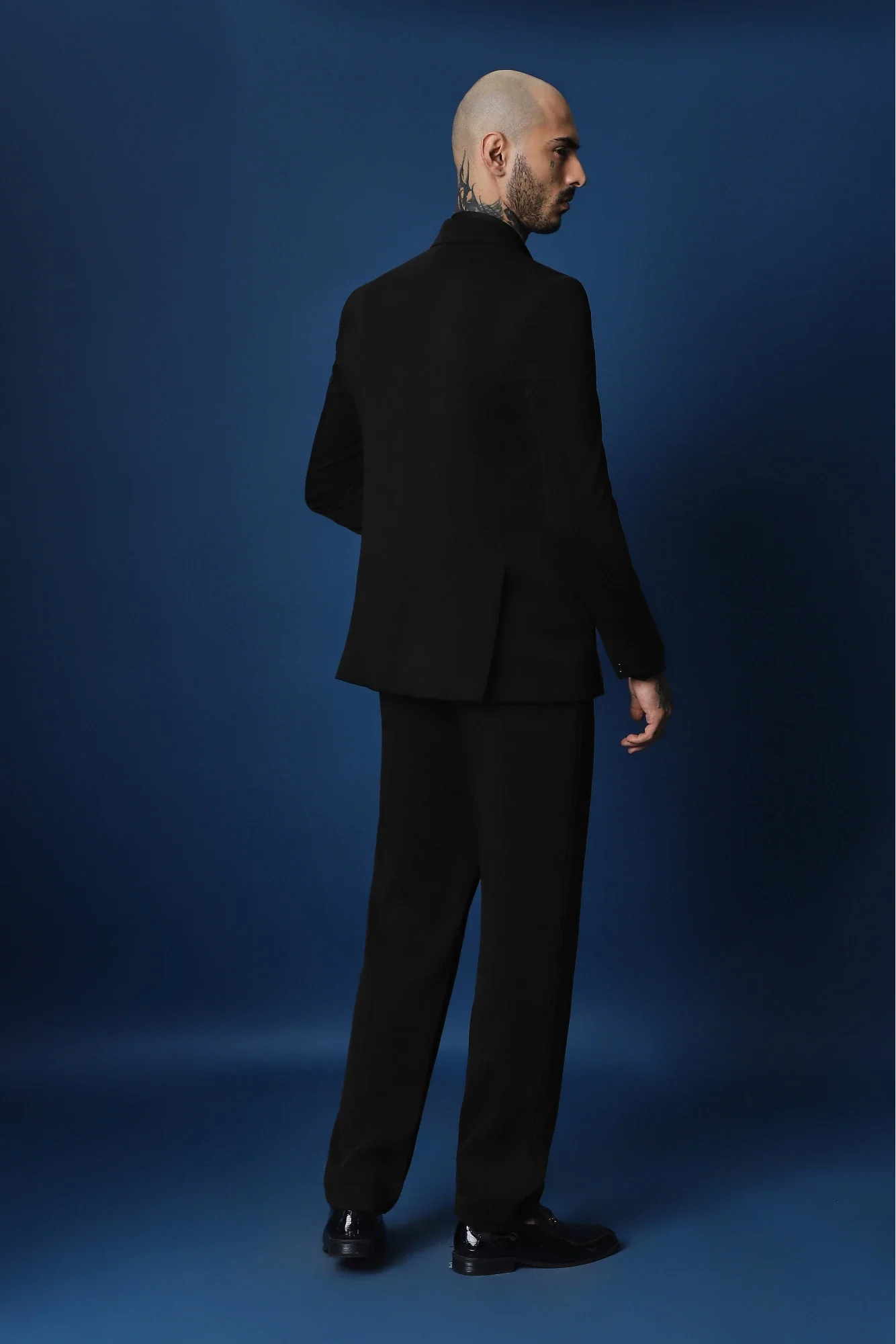 Hibiscus  Hand Embroidered Tuxedo - Black