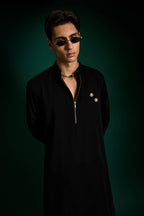 Disc Hand Designer Kurta - Black