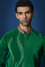 Bandhani Hand Embroidered Bundi Set - Green