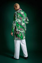 Banana Leaf Hand Embroidered Designer Bundi - Green