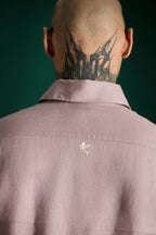 Bird Hand Embroidered Irish Linen Shirt - Dusky Pink
