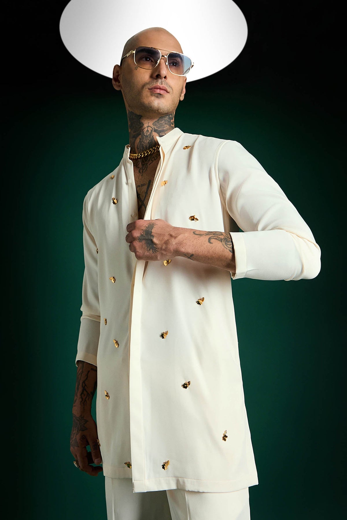Relic Hand Embroidered Designer Kurta Set - Ivory