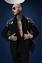 Empire Hand Embroidered Tuxedo - Black