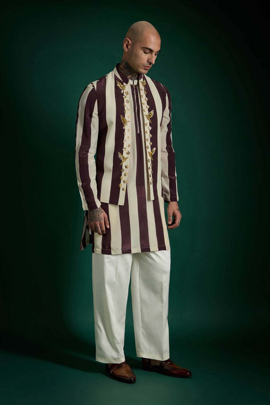 Crest- Hand Embroidered Designer Kurta Bundi