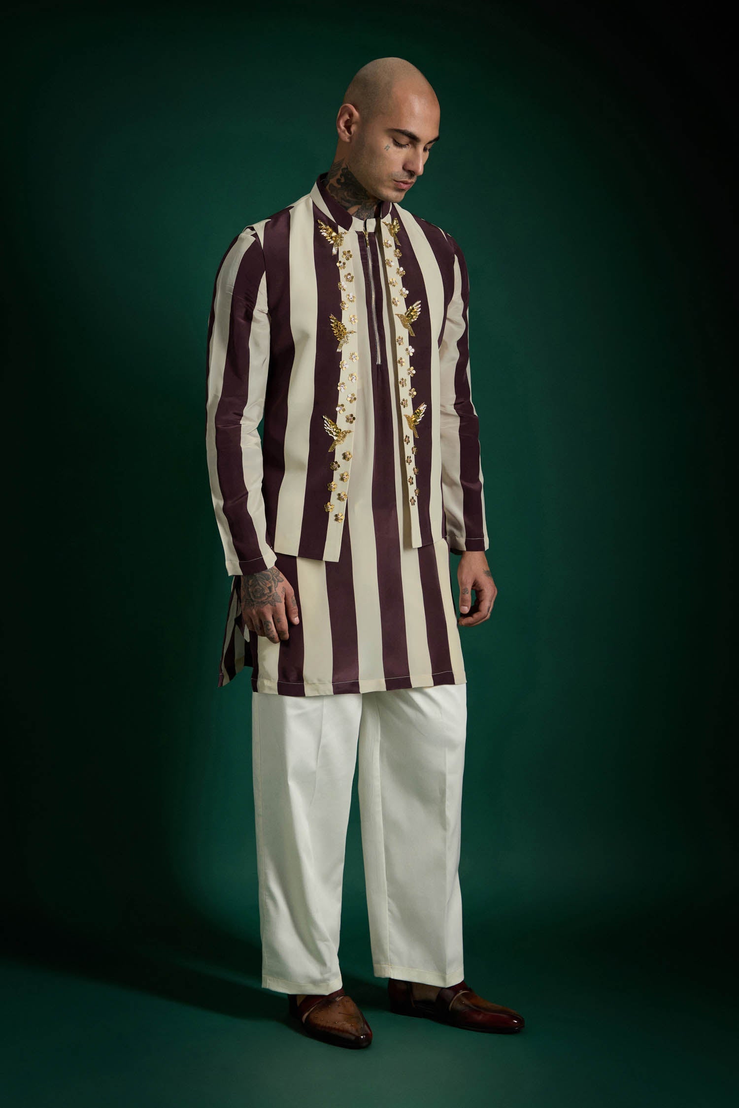 Crest- Hand Embroidered Designer Kurta Bundi