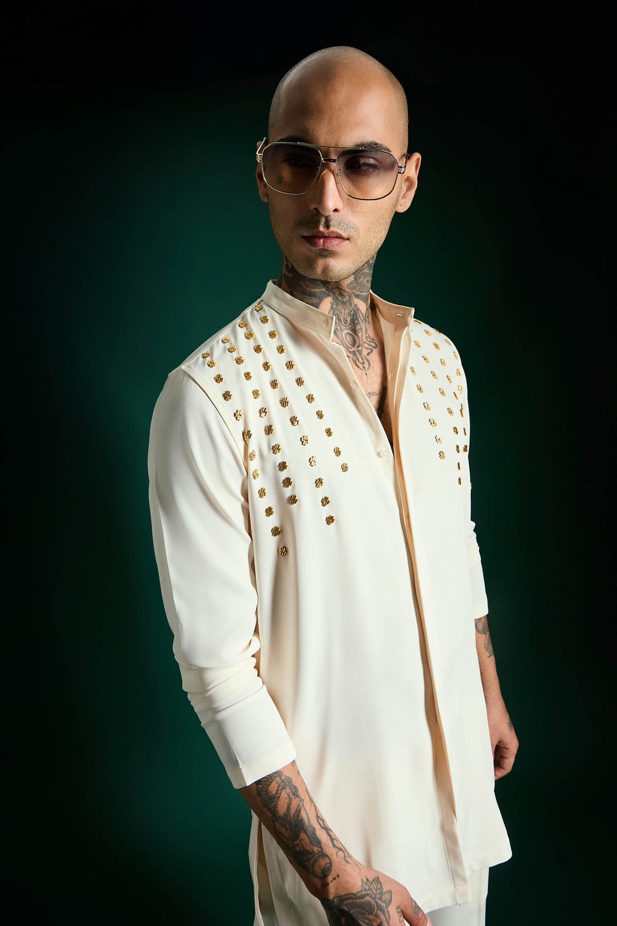 Cove Hand Embroidered Designer Kurta Set - Ivory