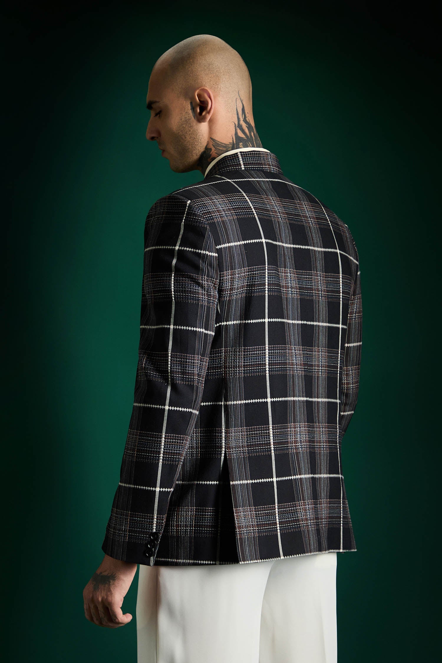 The Board Room Tartan Checks Blazer - Black