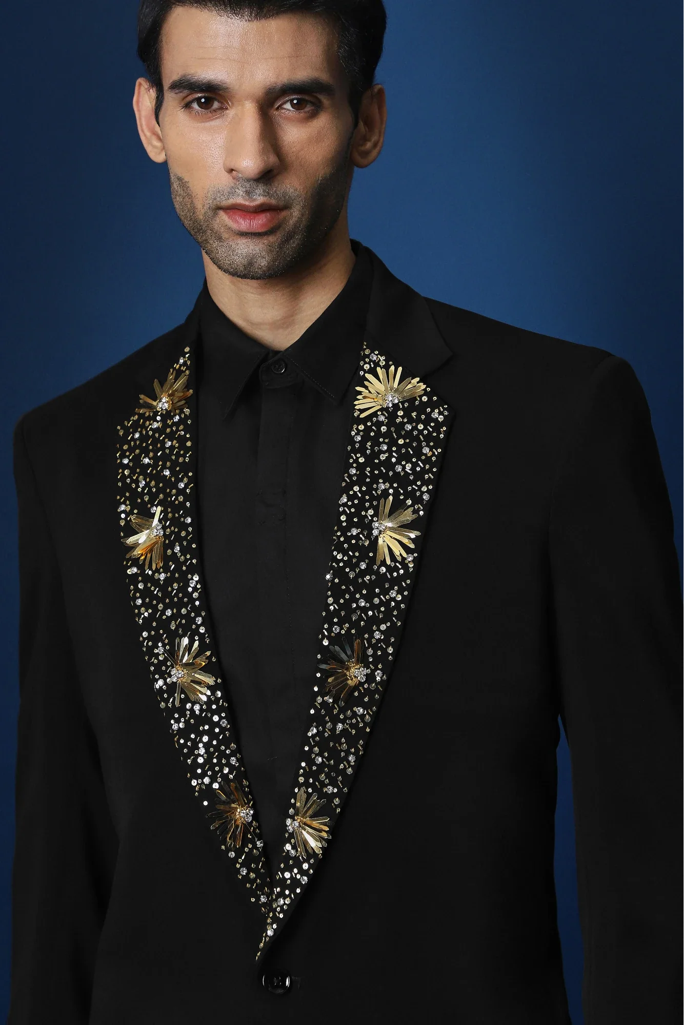 Nova Hand Embroidered Tuxedo - Black