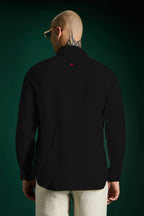 Heart Hand Embroidered Irish Linen Shirt - Black