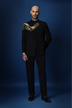 Eagle Hand Embroidered Bandhgala - Black