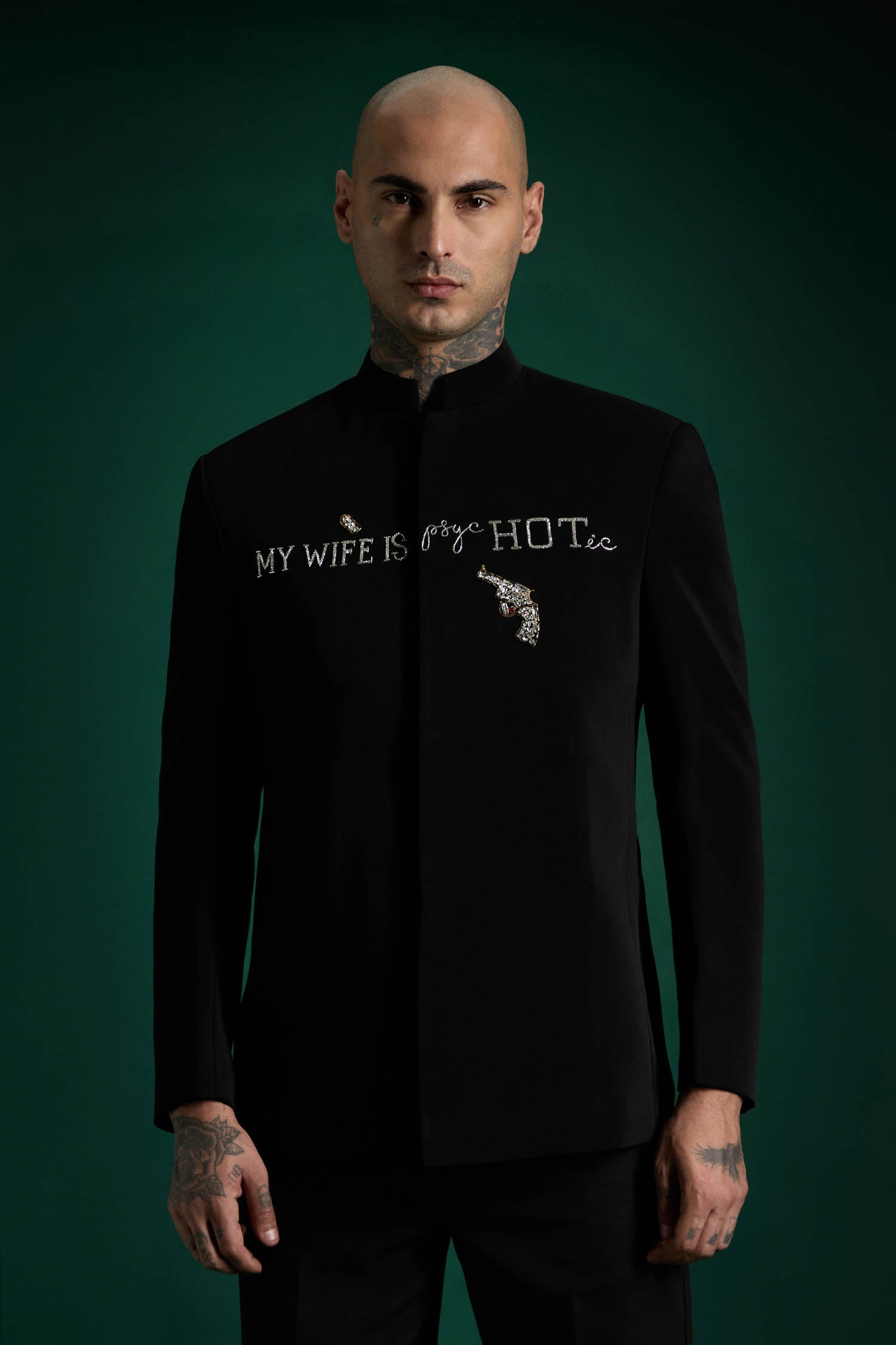 My Wife Is Psychotic-hand Embroidered Bandhgala