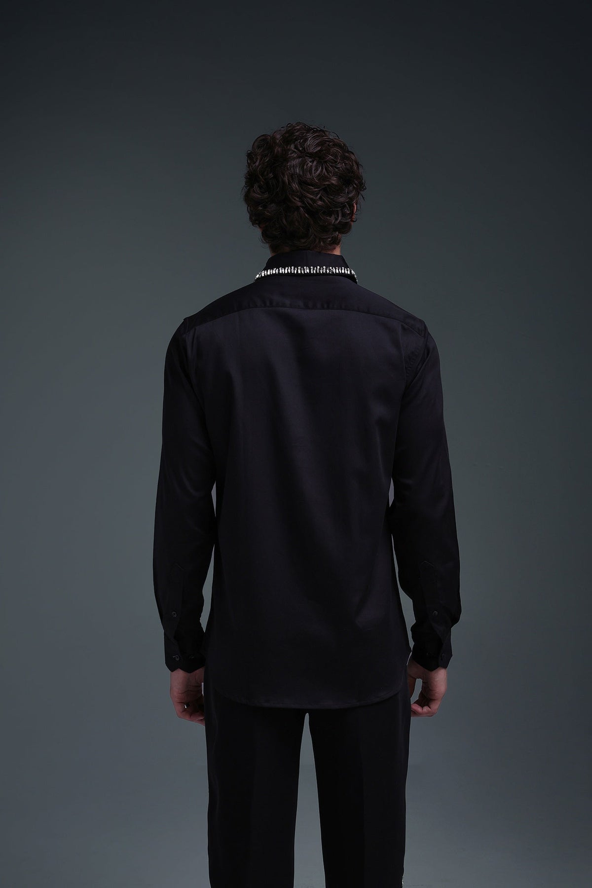 Kingsley - Hand Embroidered Designer Shirt - Black