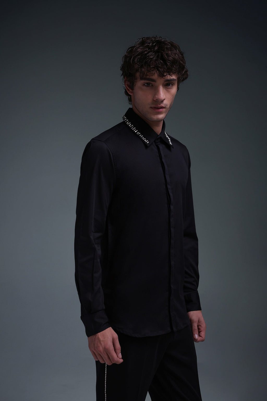 Kingsley - Hand Embroidered Designer Shirt - Black