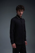 Kingsley - Hand Embroidered Designer Shirt - Black