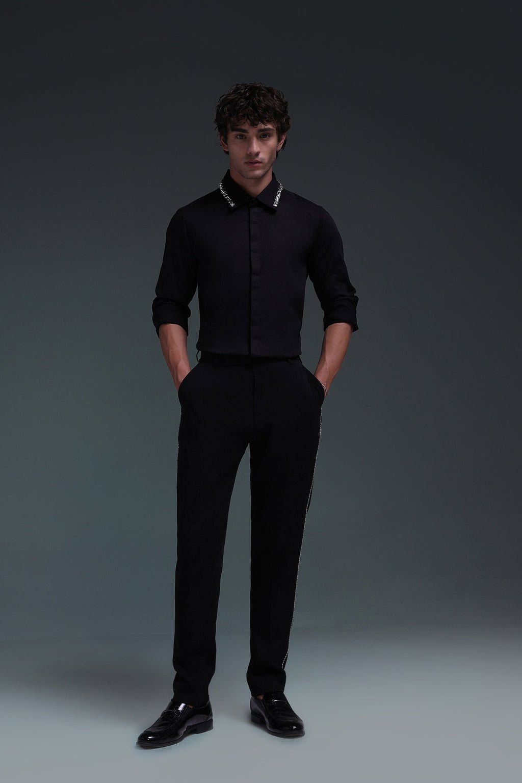 Kingsley - Hand Embroidered Designer Shirt - Black