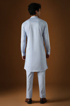 Jaguar Palace -Hand Embroidered Designer Kurta - Powder Blue