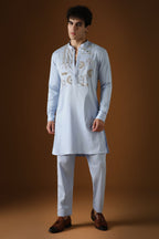 Jaguar Palace -Hand Embroidered Designer Kurta - Powder Blue