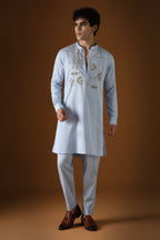 Jaguar Palace -Hand Embroidered Designer Kurta - Powder Blue