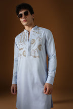 Jaguar Palace -Hand Embroidered Designer Kurta - Powder Blue