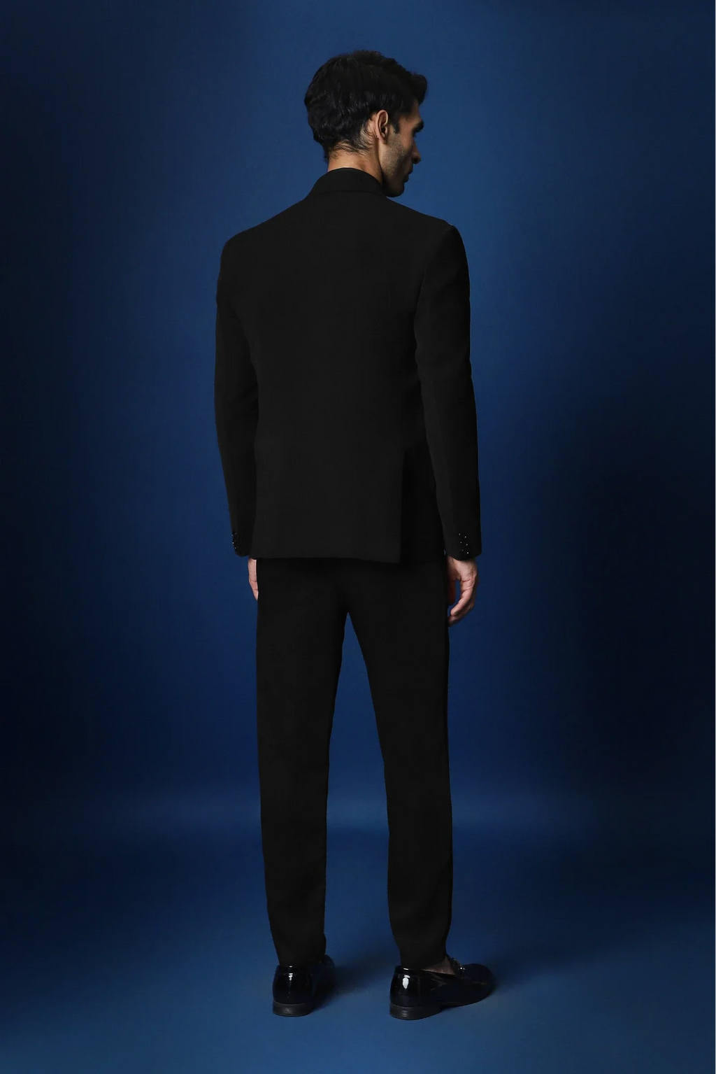 Metal Chain Hand Embroidered Tuxedo - Black