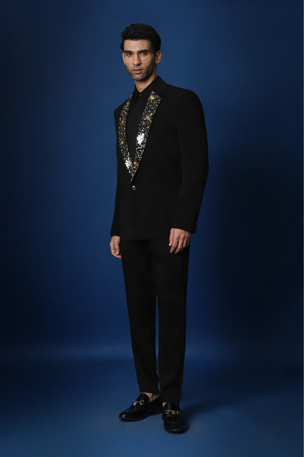 Nova Hand Embroidered Tuxedo - Black