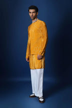 Mustard Doodle Flower Bandhani Bundi Set - Mustard