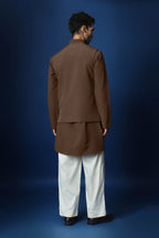 Feather (Wing) Hand Embroidered Bundi Set - Brown