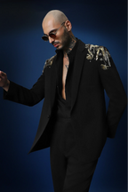 Empire Hand Embroidered Tuxedo - Black