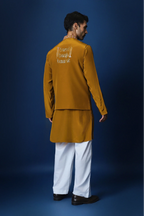 Band Baja Barat Hand Embroidered Bundi Set - Mustard