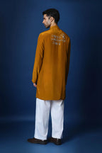 Swaagat Nahin Karoge Humara Hand Embroidered Kurta - Mustard