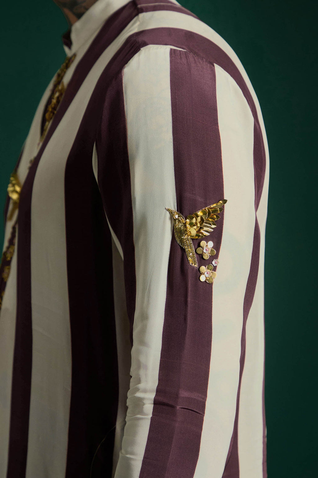 Crest Hand Embroidered Designer Kurta - Wine