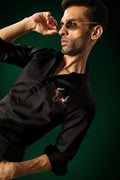 Bison(Bull) - Hand Embroidered Designer Shirt - Black