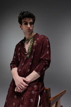 Brown Munde Bhandini - Hand Embroidered Designer Kurta - Brown