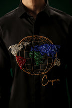 Conquerer(Globe) - Hand Embroidered Designer Shirt