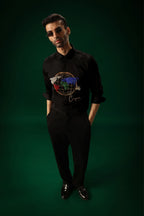 Conquerer(Globe) - Hand Embroidered Designer Shirt