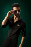 Crab - Hand Embroidered Designer Shirt - Black